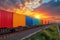 Wagon of freight train with containers on the sky background
