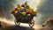 wagon full of fruits and vegetables after harvest