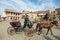 Wagon with a horse on a central square of picturesque Signagi town in Kakheti region, Georgia