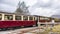 Wagons of steam Railway passing by in Snowdonia National Park, Wales, United Kingdom, Europe