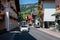 WAGRAIN, AUSTRIA - AUGUST 05, 2018: Central street and houses with traditional Austrian balconies with flowers