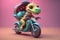 wahlir cute dragon character riding a motorbike 029