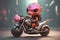 wahlir cute dragon character riding a motorbike 029