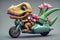 wahlir cute dragon character riding a motorbike 029