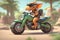 wahlir cute dragon character riding a motorbike 029