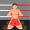 Wai khru is a form of  ritual performed by muay thai practitioners before a match pay respects to teachers vector illustration