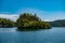 Waigeo, Kri, Mushroom Island, group of small islands in shallow blue lagoon water