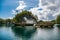 Waigeo, Kri, Mushroom Island, group of small islands in shallow blue lagoon water