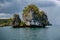 Waigeo, Kri, Mushroom Island, group of small islands in shallow blue lagoon water