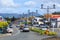 Waihi, New Zealand. Banners and decorative lampposts