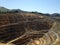 Waihi, old gold mine open pit.