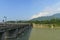 Waijiang river with floodgate at dujiangyan