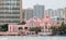 Waikiki Beach Cityscape showcasing the Iconic Pink Palace Hotel.