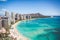 Waikiki Beach,Diamond Head - volcanic cone on Oahu, Hawaii