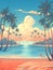 Waikiki Serenity: Abstract Travel Poster of Hawaiian Paradise