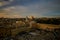 Wailing wall and Al Aqsa in Jerusalem, sunset view