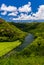 Wailua River bends around a meadow on Kauai