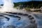 Wairakei terraces -  Volcanic heated water rises in plumes on New Zealand`s North Island