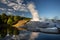 Wairakei terraces -  Volcanic heated water rises in plumes on New Zealand`s North Island