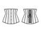 Waist cincher back laced longline corsetry lingerie technical fashion illustration with bones. Flat belt template