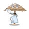 Waiter beach shelter under the umbrella cartoon