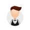 Waiter bellboy black waistcoat vest man male avatar plain face illustration icon download