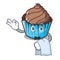 Waiter chocolate cupcake mascot cartoon