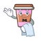 Waiter coffee cup mascot cartoon