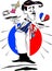 waiter with flag of France, Cartoon Caricature