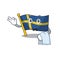 Waiter flag sweden with the mascot shape