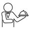 Waiter food tray icon, outline style