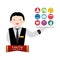 Waiter of hotel and digital apps design