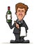 Waiter Illustration with Wine Bottle