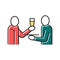 waiter offering drinks color icon vector illustration