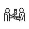 waiter offering drinks line icon vector illustration