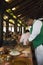 Waiter preparing food in a restaurant in Bolivia