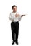 Waiter or servant holding a white plate