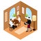 Waiter Service Isometric Composition