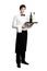Waiter sommelier with bottles