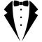 Waiter suit icon on white background. tuxedo and bow tie sign. tie wedding. flat style