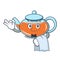 Waiter transparent teapot character cartoon