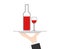 Waiter tray on hand with wine bottle and glass, stock vector