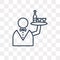Waiter vector icon isolated on transparent background, linear Wa