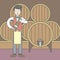 Waiter in wine cellar