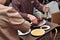 Waiters serving food at a restaurant