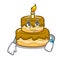 Waiting birthday cake mascot cartoon