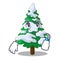 Waiting fir with snow christmas tree cartoon