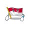 Waiting flag indonesia isolated in the mascot