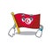 Waiting flag tunisia character isolated with cartoon