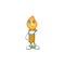 Waiting gold candle on cartoon mascot style design